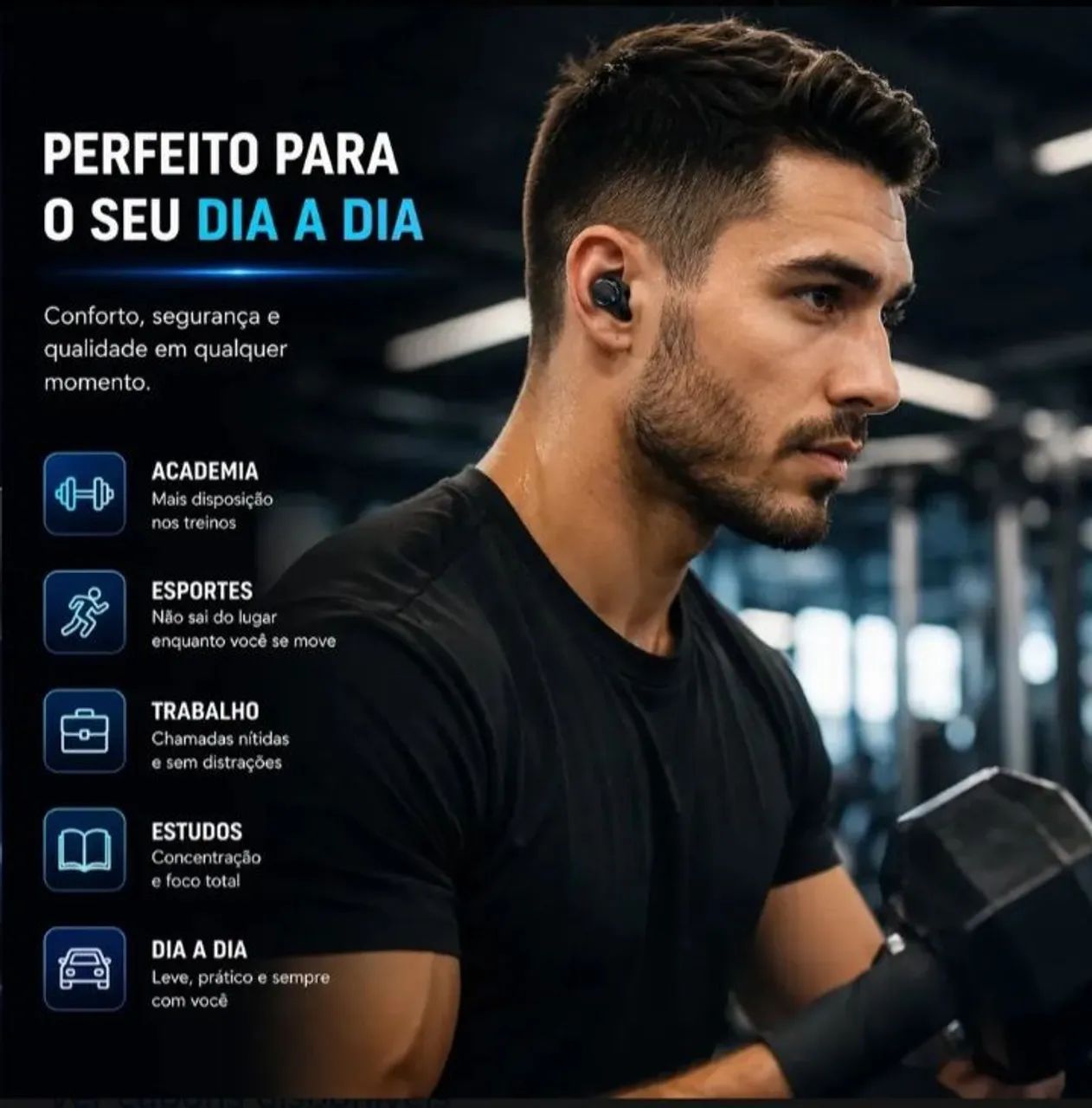 Fone de ouvido TWS Bluetooth sem Fio com Cancelamento de ruído com microfone  - Foto 2