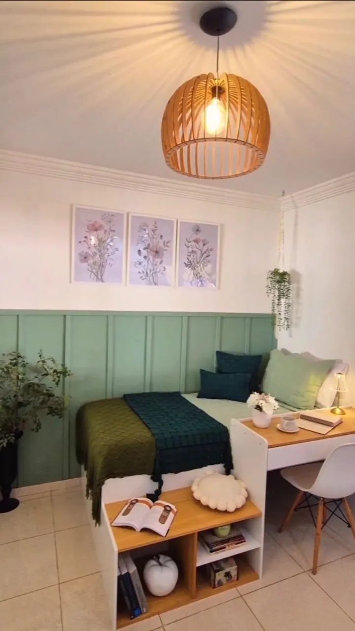 Cama Multifuncional com Escrivaninha e Nichos Bonnie Branco e Amêndoa
