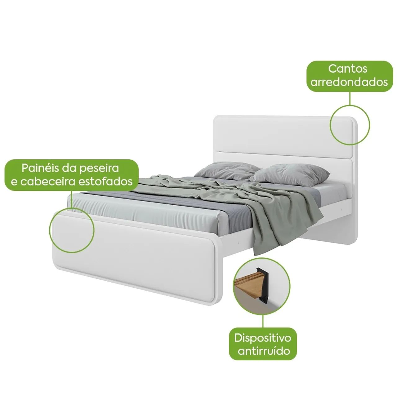Cama casal branca com estrado reforçado e acolchoada  ENTREGA HOJE !!! 