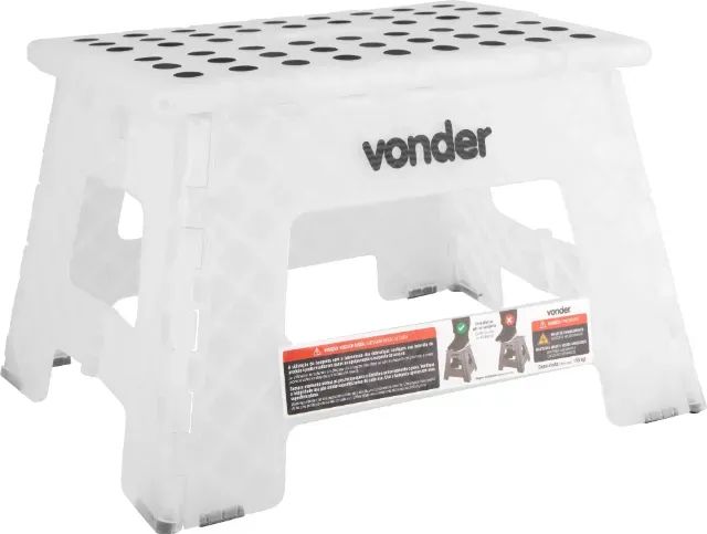 Banqueta Plastica Dobravel Branca Com Alça 150kg Vonder