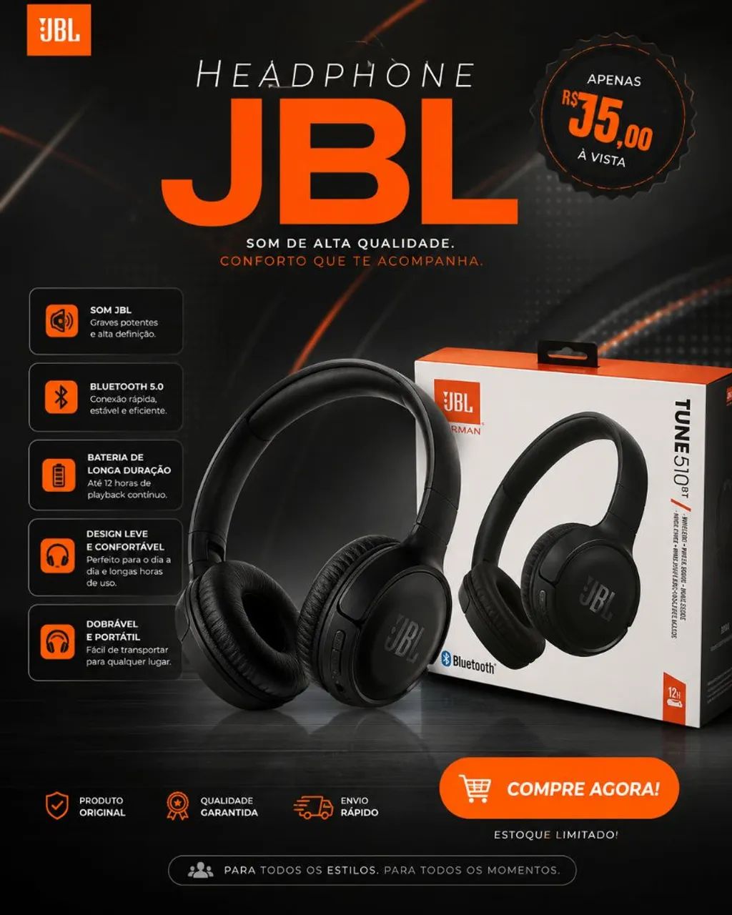 Headphone JBL bluetooth 