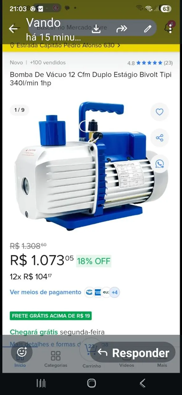Aquecedor a gás (GN) Lorenzetti 8 litros, exaustão forçada, modelo
