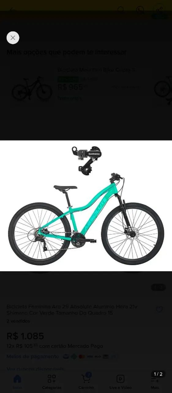 Bicicleta aro 29 feminina Absolute Hera 21v verde na caixa! 