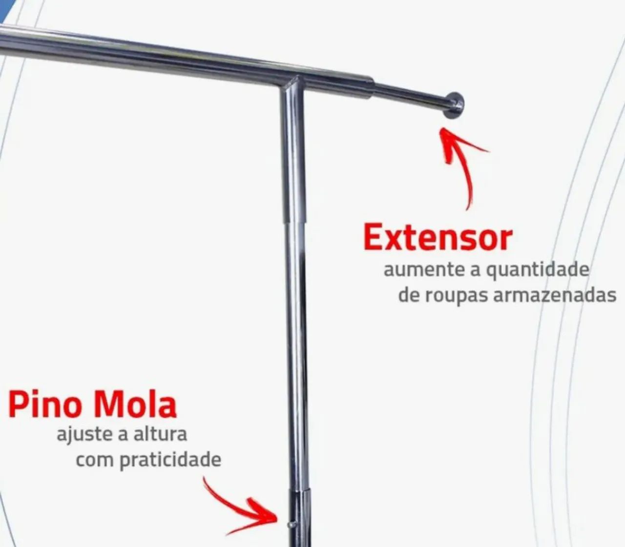 Arara (cabideiro) de roupas CROMADA dobrável (super resistente). - Foto 2