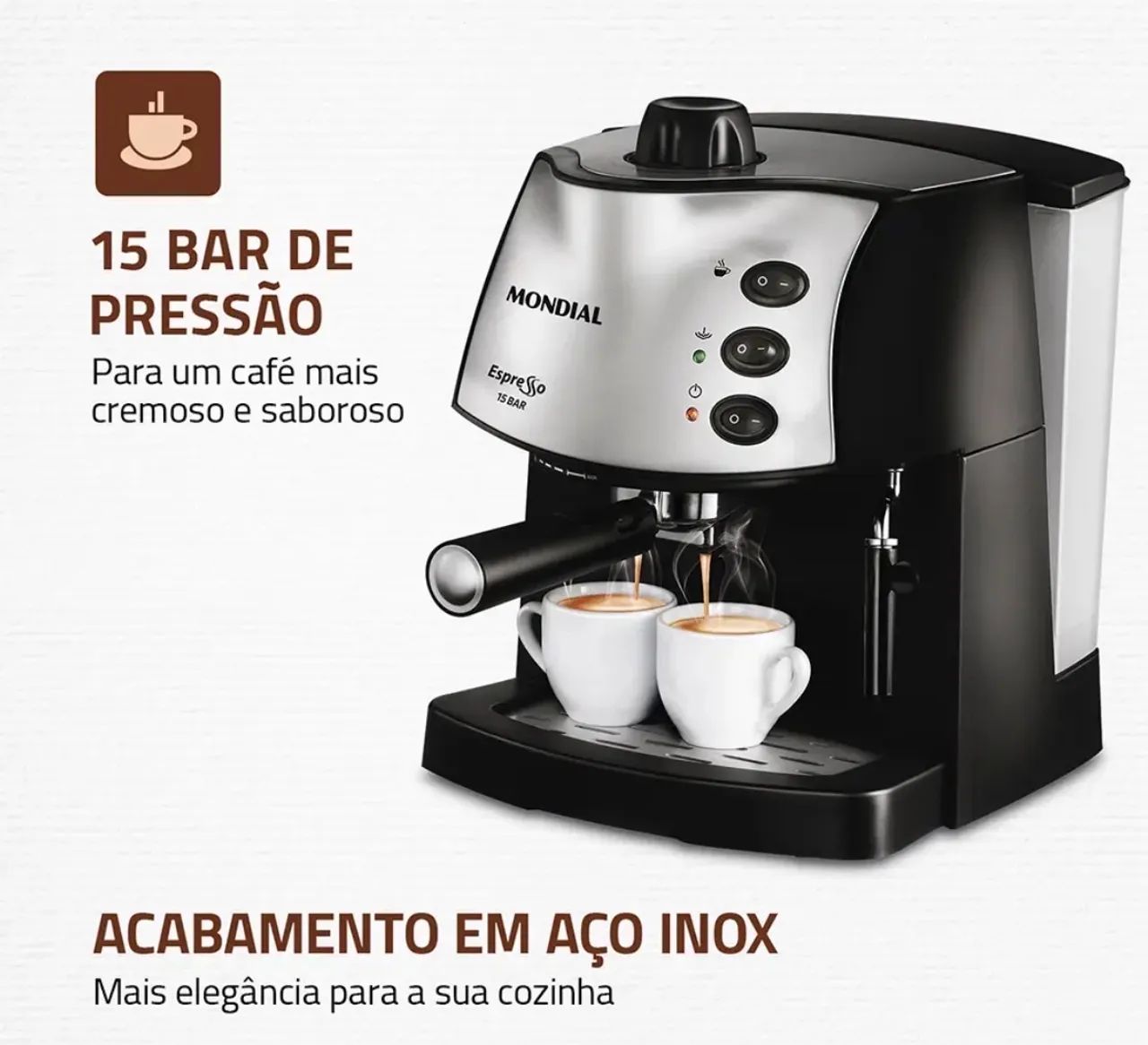 Máquina de Café Espresso Coffee Cream Mondial Preto/Inox 830W C-08 - Foto 3