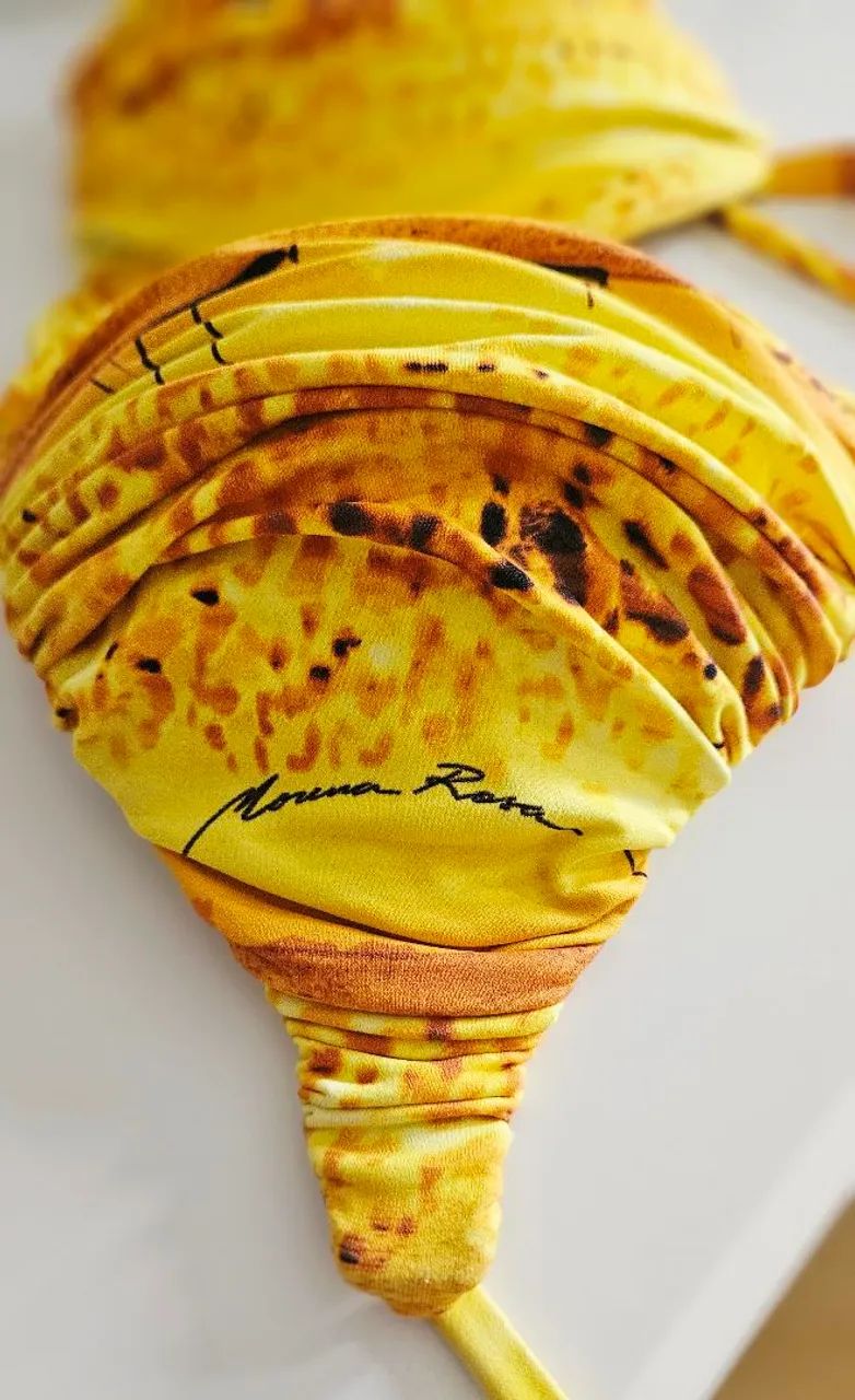 biquíni morena rosa estampado amarelo - Foto 2