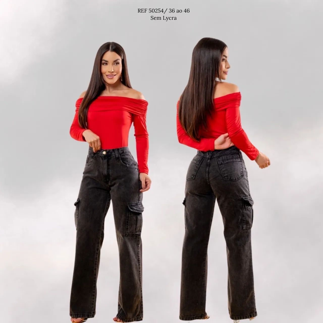 Calça Cargo Jeans/ sem lycra - Foto 2