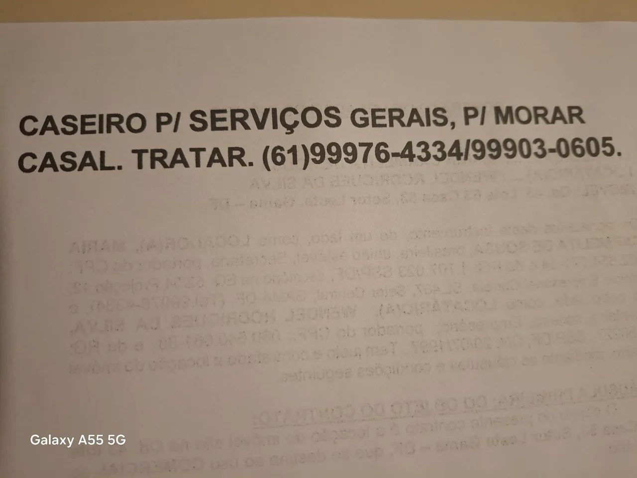 Caseiro para serviços gerais 