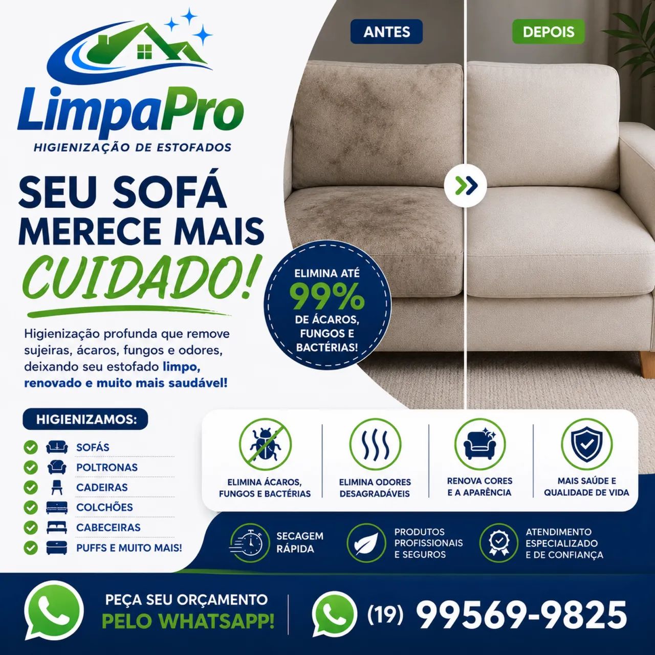 Limpeza de sofá e estofados