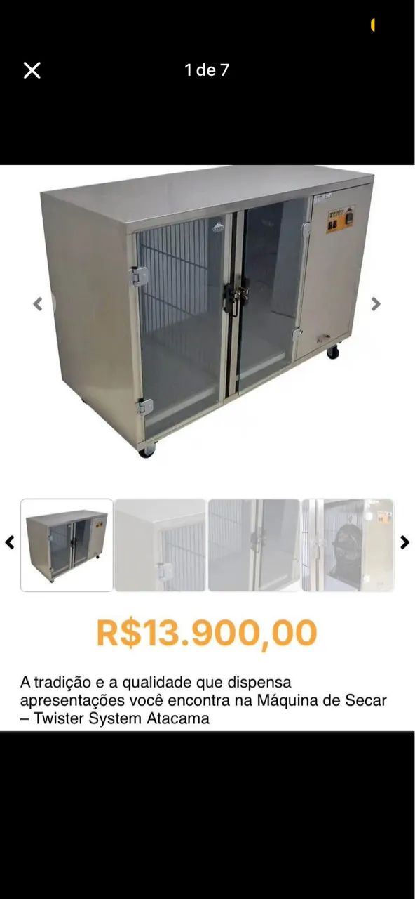 Maquina secadora de pet shop