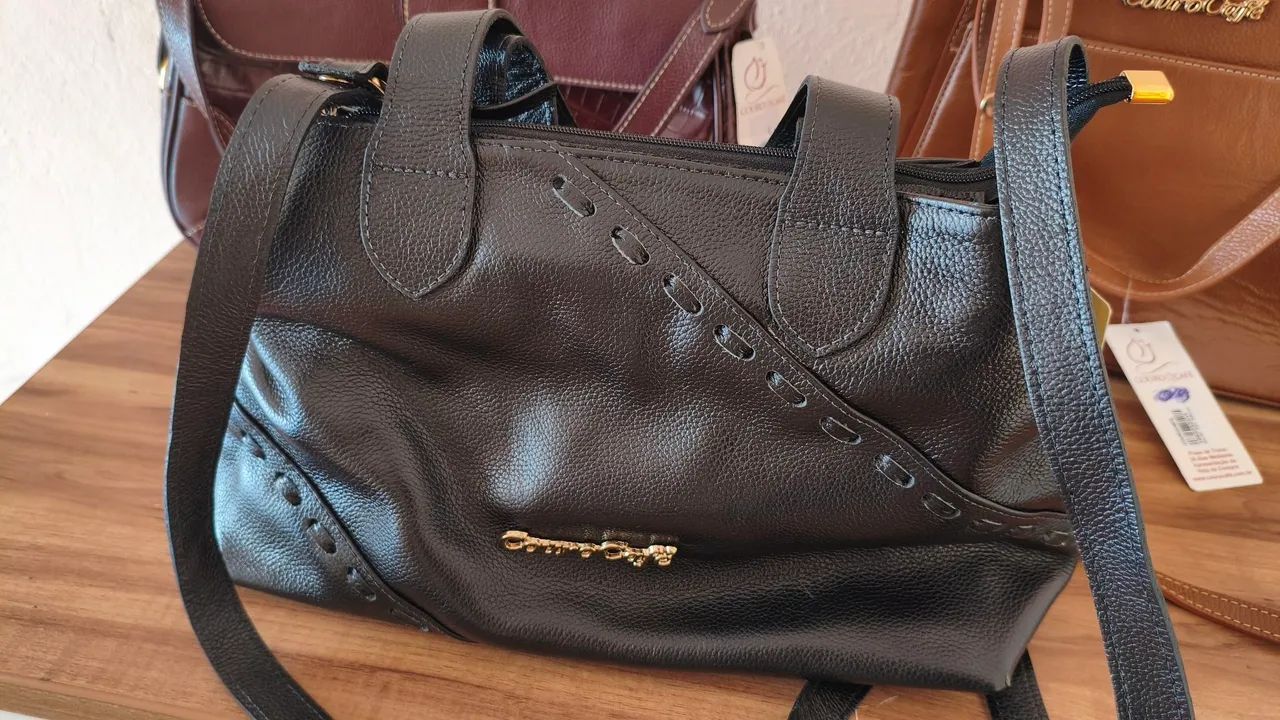Bolsas Legítimo Couro Café  - Foto 4