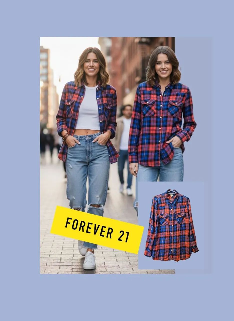 CAMISA XADREZ FLANELADA MANGA COMPRIDA - FOREVER 21