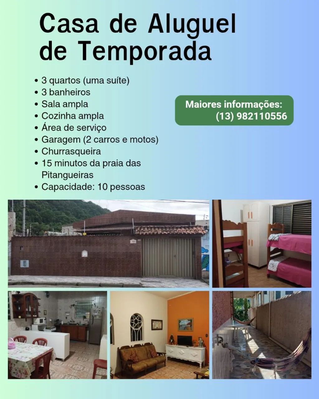 Casa temporada Poveira Guarujá SP