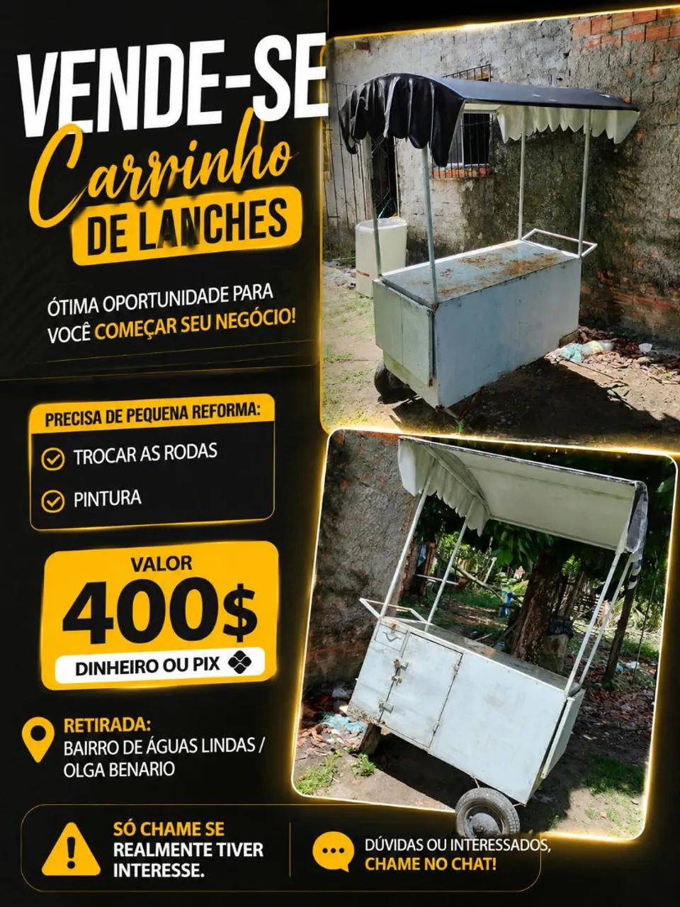 VENDE-SE CARRINHO DE LANCHE
