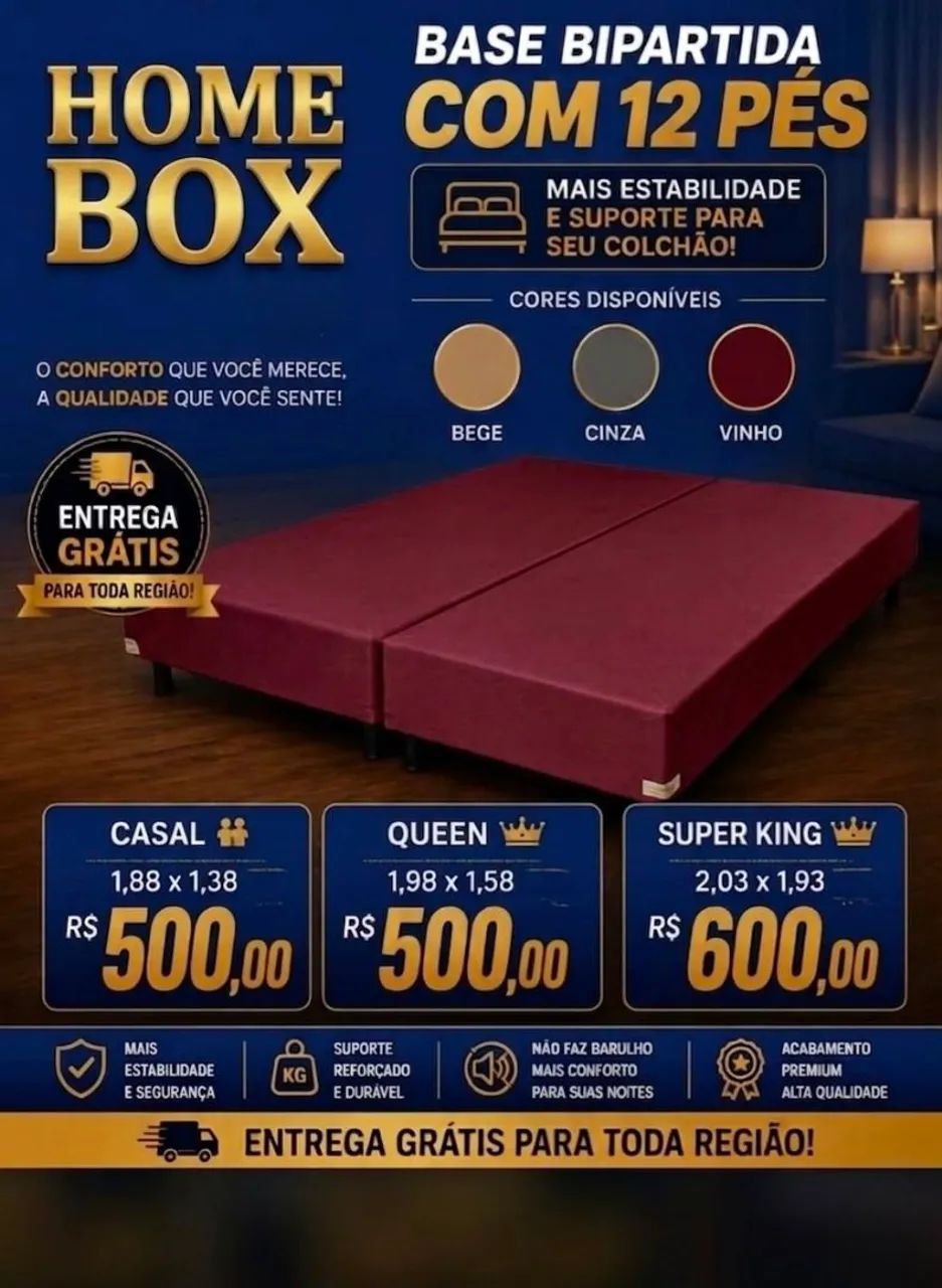 Base Queen Bipartida com 12 Pés R$ 500 | Entrega Grátis