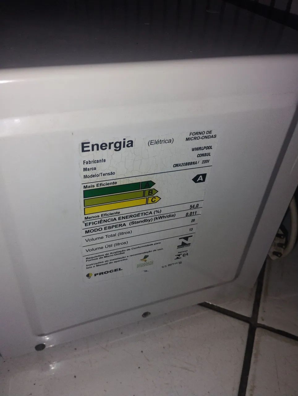 Microondas Cônsul 20L - para retirada de peças  - Foto 3