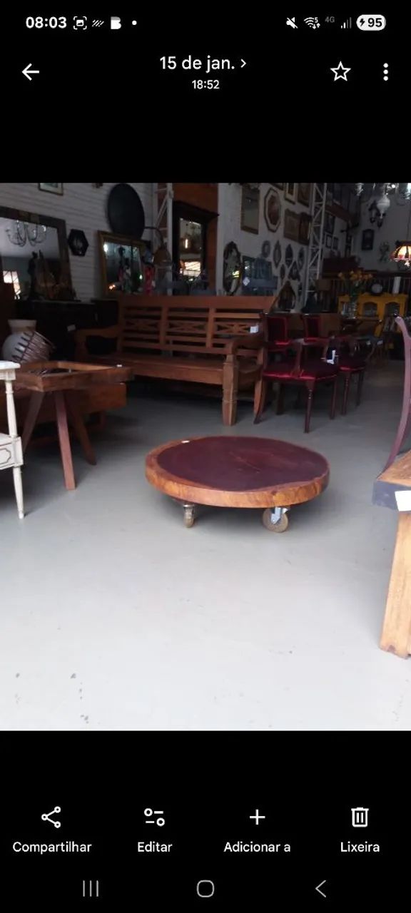 VENDO MESA DE CENTRO BAIXA MADEIRA MACIÇA - Foto 3