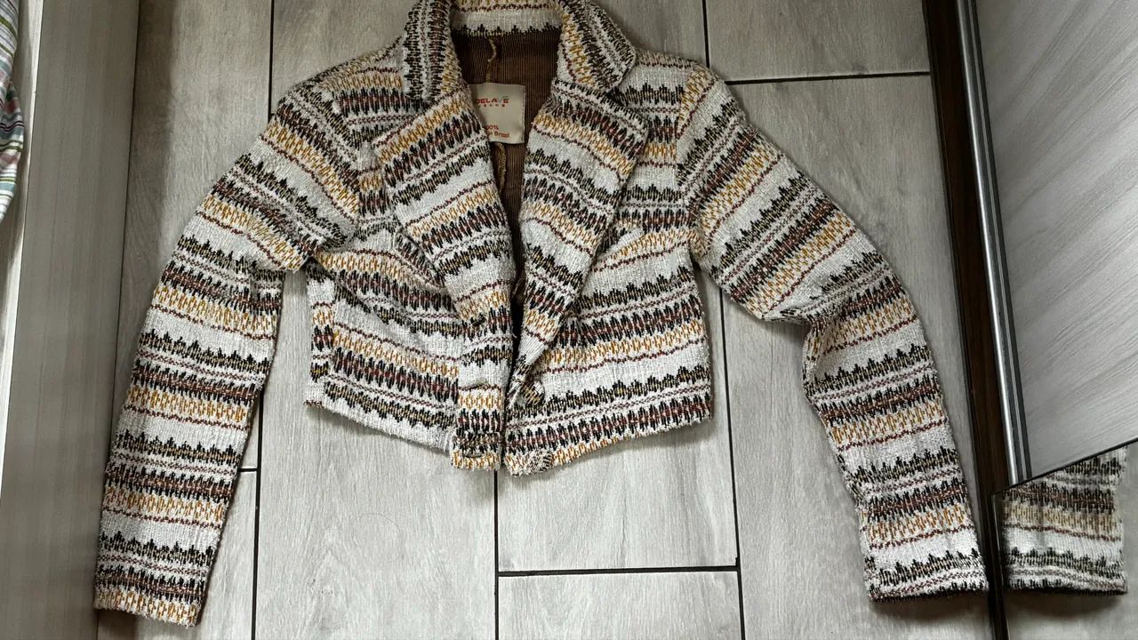 blazer texturizado cropped