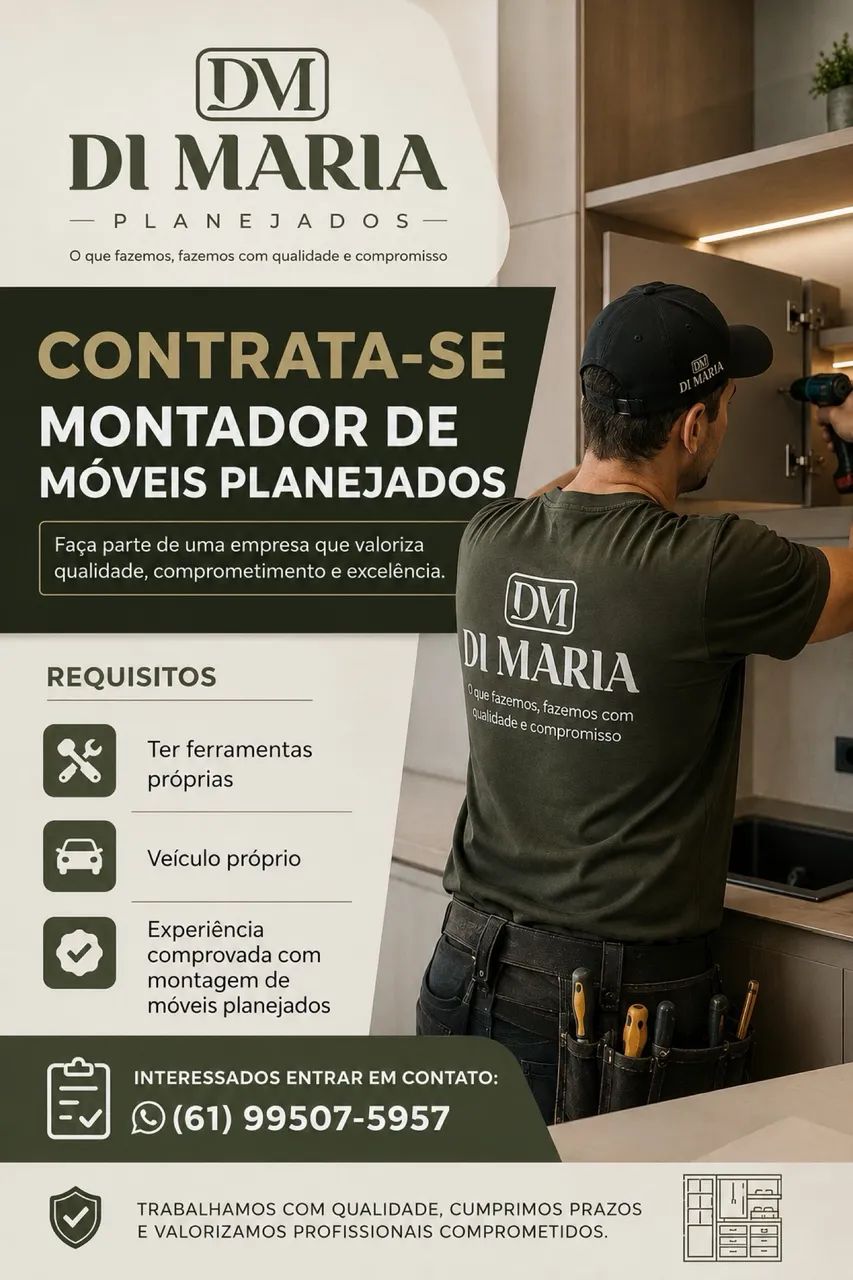 VAGA ABERTA | MONTADOR DE MÓVEIS PLANEJADOS