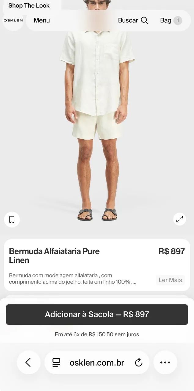 Short 100% linho bege osklen 42 novo  - Foto 5
