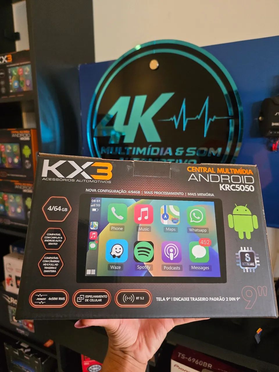 Multimídia Android 9pol com gps Android auto e carplay sem fio  - Foto 3