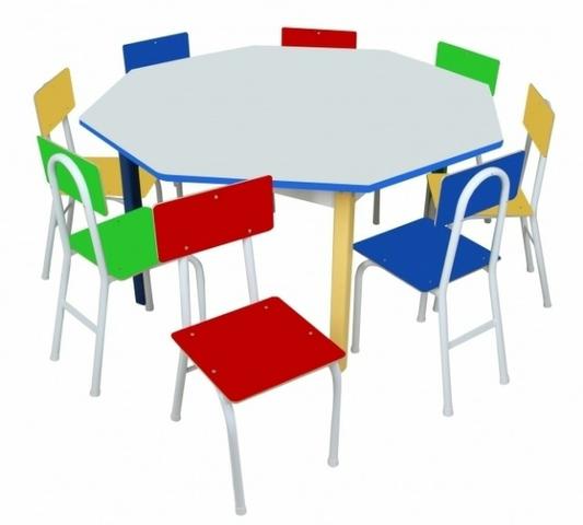 Mesa Infantil Oitavada Com 8 Cadeiras Em Ferro Carlu 1738 - Foto 3
