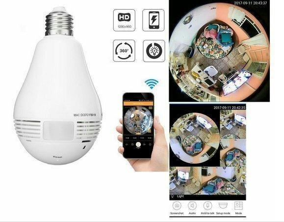 Lâmpada Espiã Câmera Ip Led Wifi HD Panorâmica 360º Celular - Foto 3