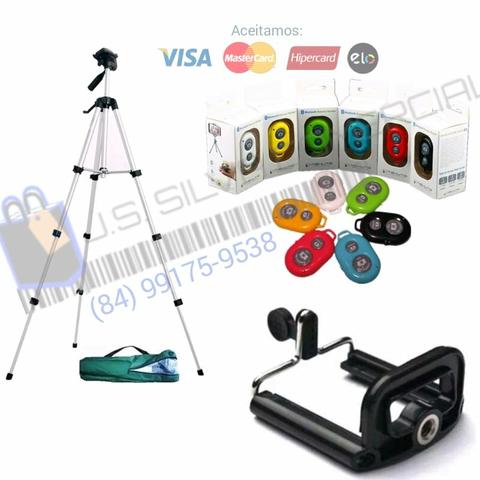 Celular e câmera kit( Tripé 1m30cm + Suporte p/cell + controle Bluetooth + Bolsa )