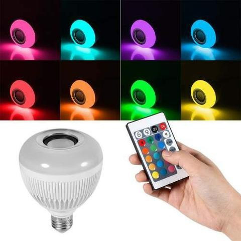 Lampada Musical Caixa De Som Bluetooth Led Rgb Com Controle
