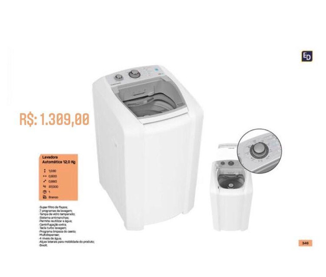 Máquina de lavar roupa automática - 12 kg - queima de estoque!