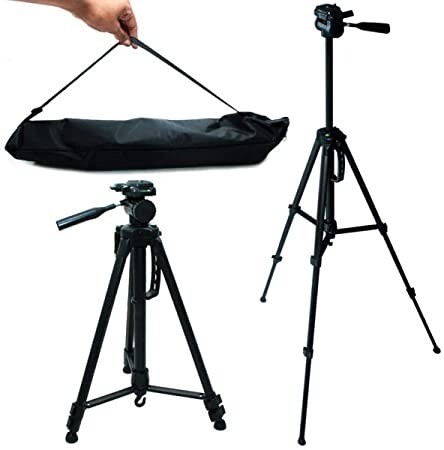 Tripé de Alumínio Profissional 1.5M com Suporte para Câmera Fotográfica e Celular