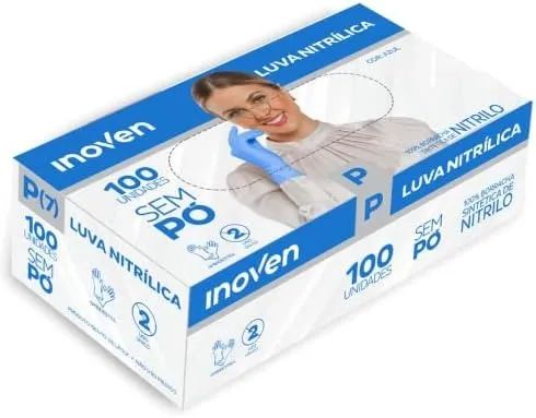 Luva Nitrílica cor Azul - Peq, Med e Gr. R$ 21,90