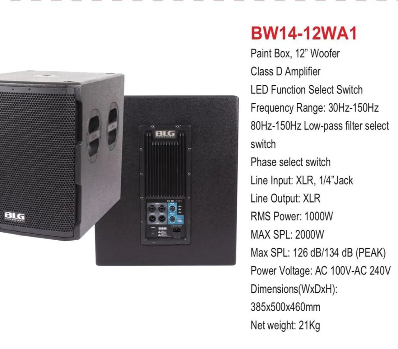 Subwoofer Ativo 12'' BLG 2000W - Potente, Leve e Compacto - Foto 4