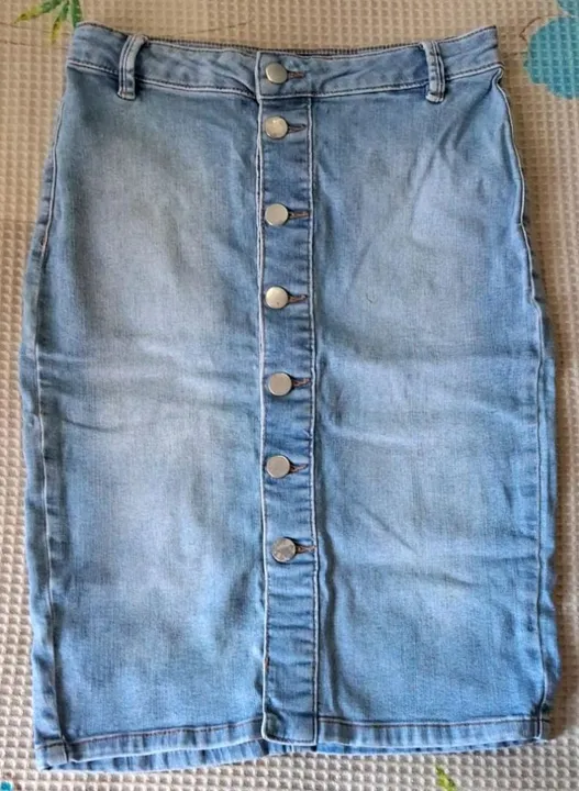 Saia Jeans Etam com Botões Frontais