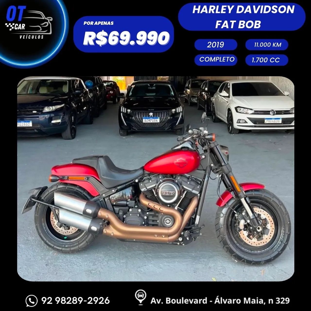 Harley-Davidson 11mil km 2019 Fat Bob 107 FXFB Ipva pago
