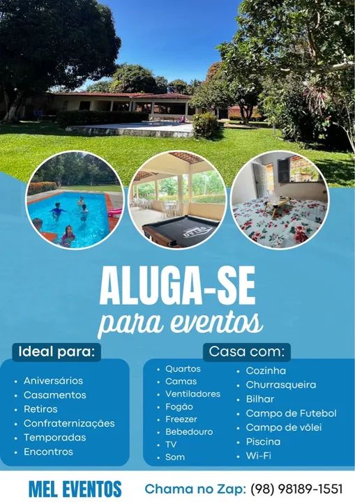 Chácara Disponível Pra aluguel - mel_eventosslz(instagram)