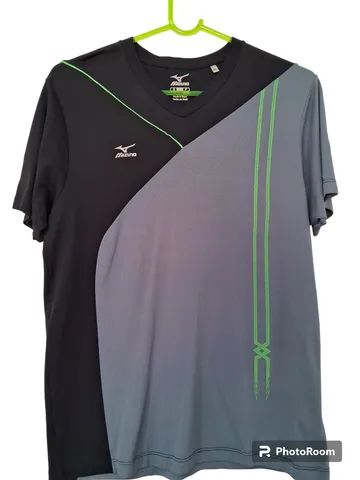 Camisa mizuno fit original usada preto e cinza