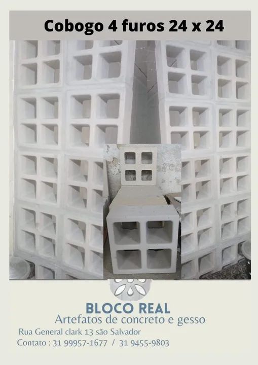 Cobogó 4 furos 24 x 24 