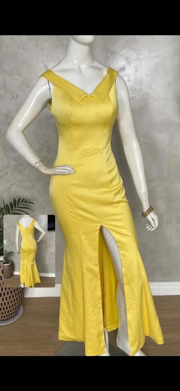 Vestido Longo Amarelo Elegante