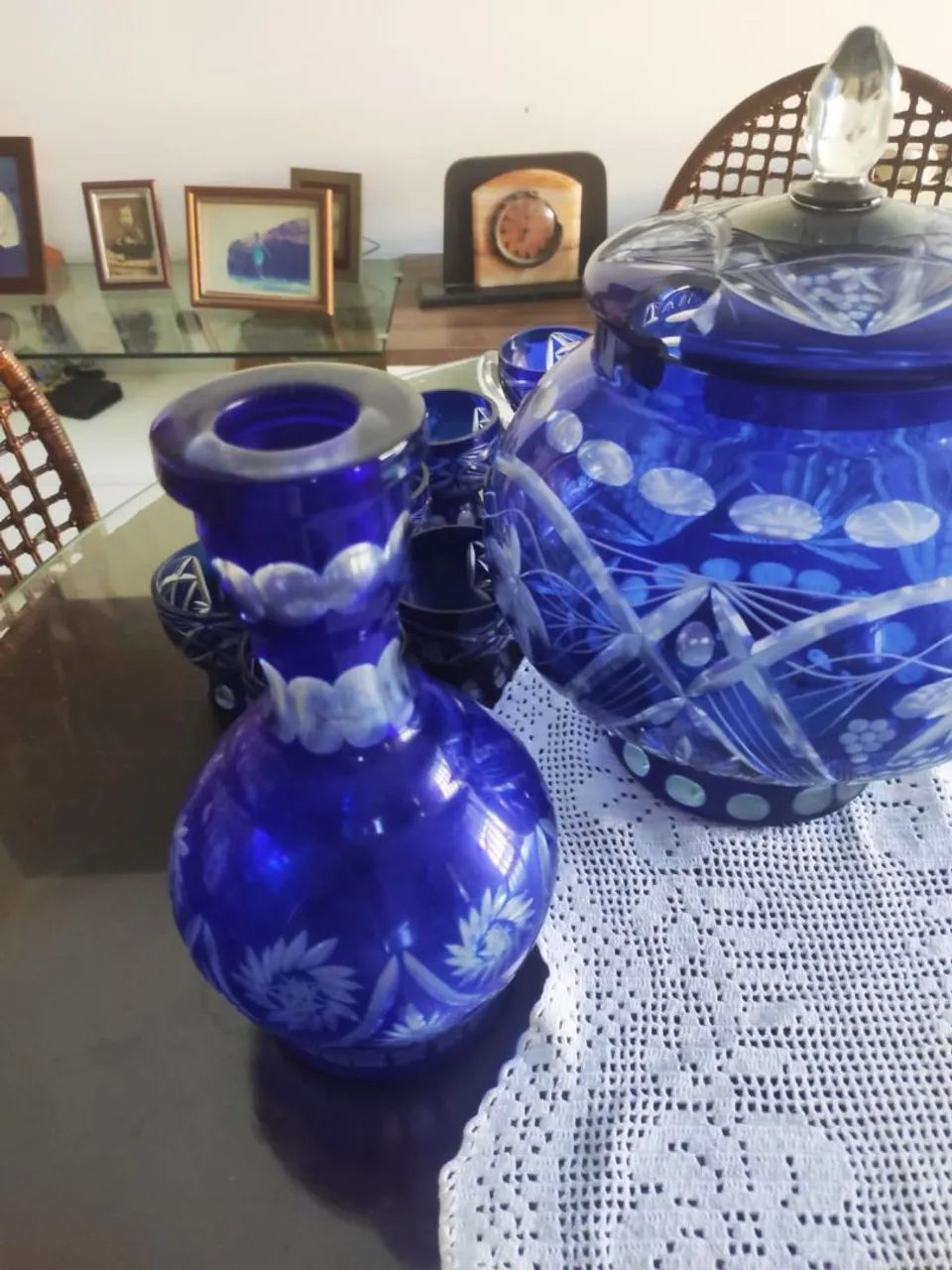 Conjunto de Punch Bowl e Taças de Cristal Azul - Foto 3