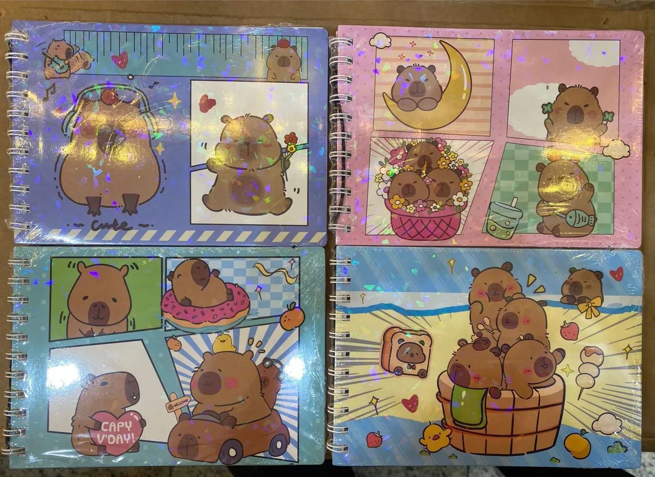 Cadernos Capivara Fofinhos - Kit com 4 unidades