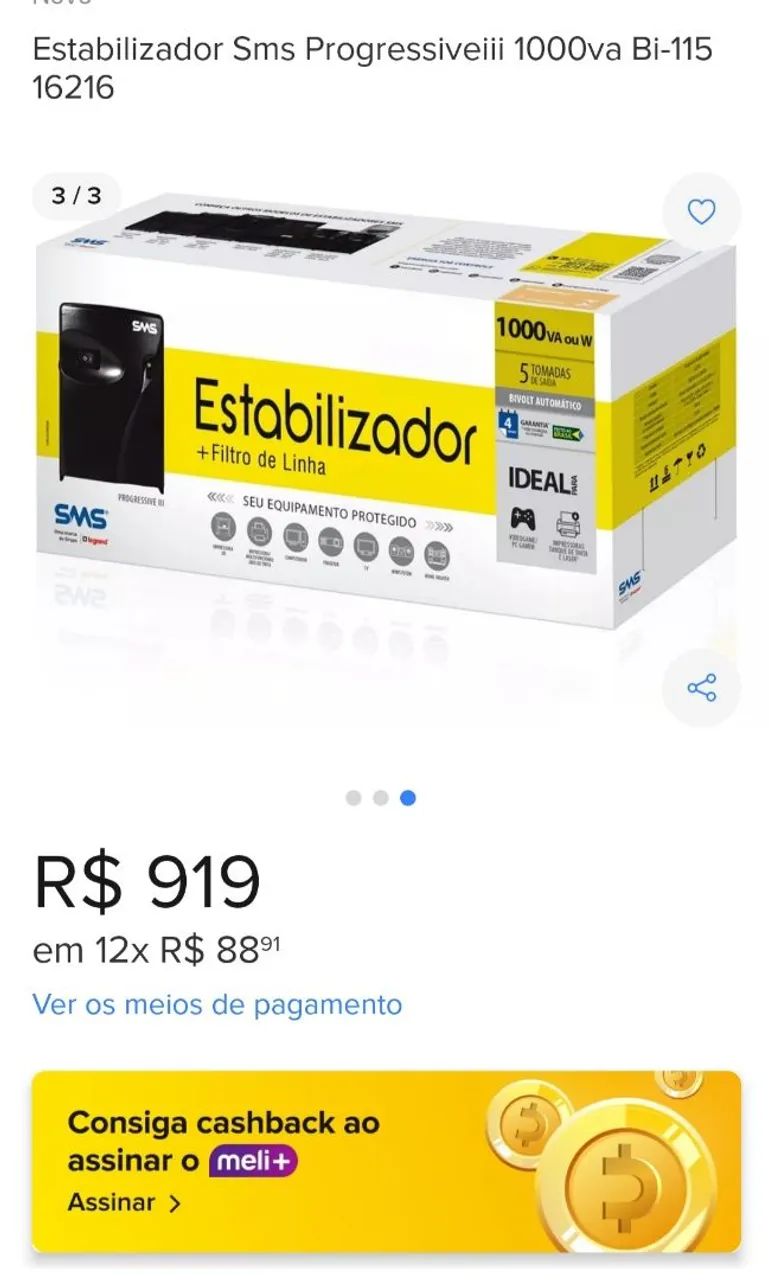 ESTABILIZADOR / NOBREAK SMS - 1000 VA / PROGRESSIVE III - BI-Wolts 16216.  - Foto 4