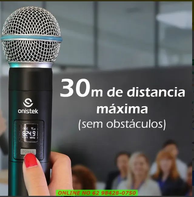 Microfone Sem Fio Duplo Uhf Hi Fi Dinamico Display Digital karaoke - Foto 4
