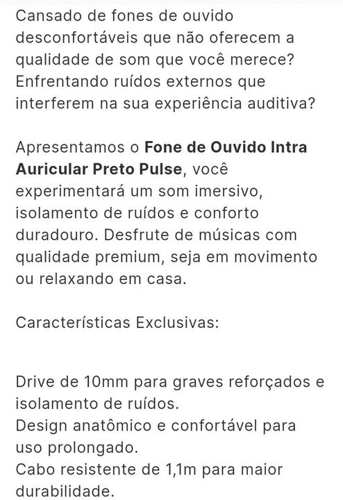 Fone de Ouvido Pulse Multi Intra Auricular PH332 - Foto 2