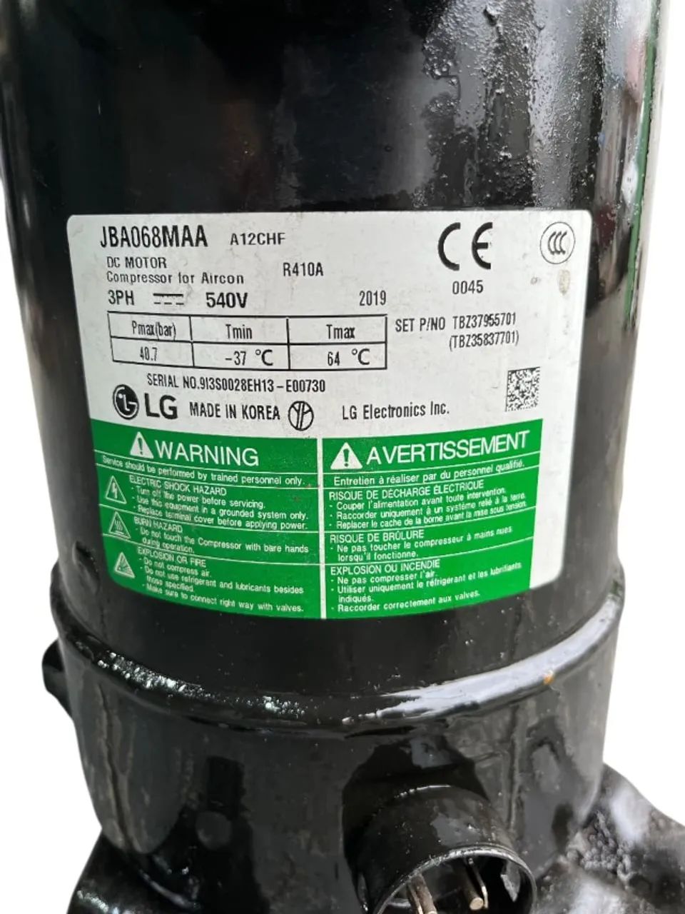 Compressor LG - 68.000 BTUs (JBA068MAA) R-410A | 540V | 3PH - Foto 2