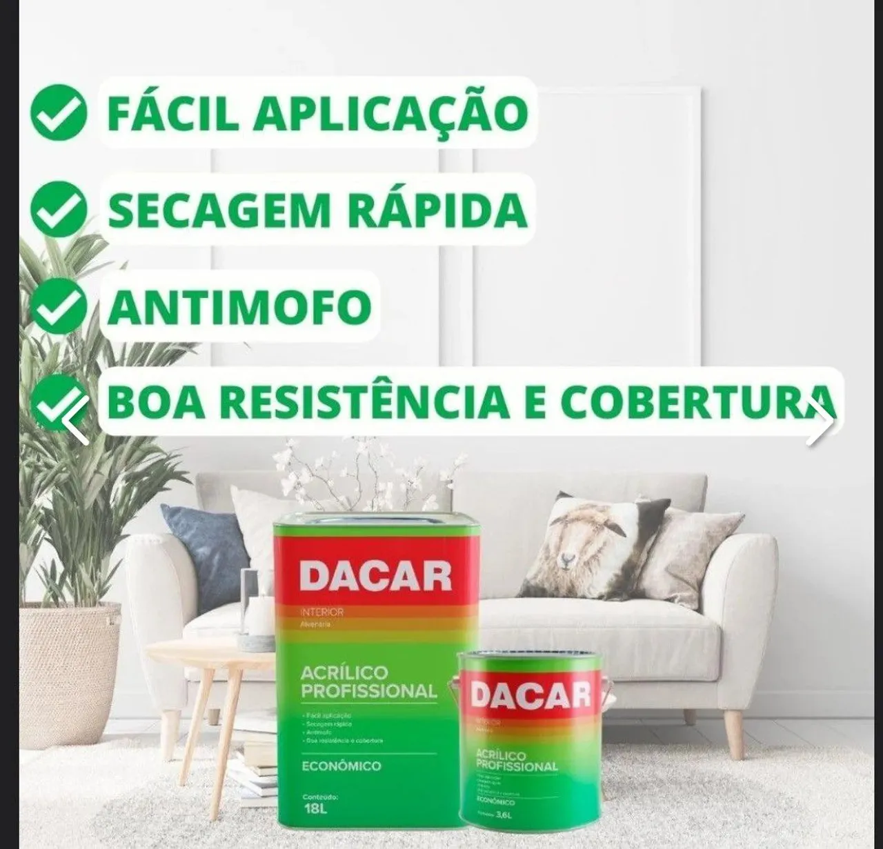 Tinta Acrílica Profissional DACAR - Fácil Aplicação e Secagem Rápida