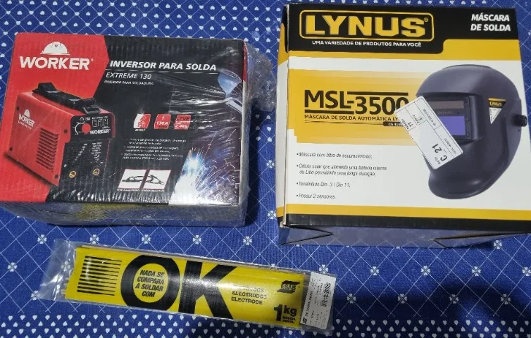 Kit Máquina de Solda Worker Extreme 130A Bivolt + Eletrodo  + Máscara (Novos)