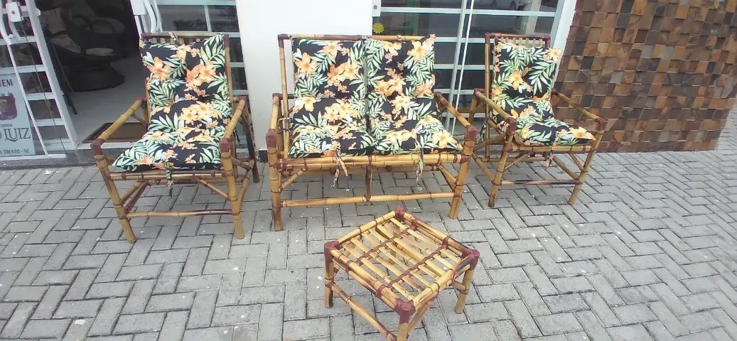 Conjunto Bambu 2 poltronas + 1 uma namoradeira + 1 mesinha - Foto 2