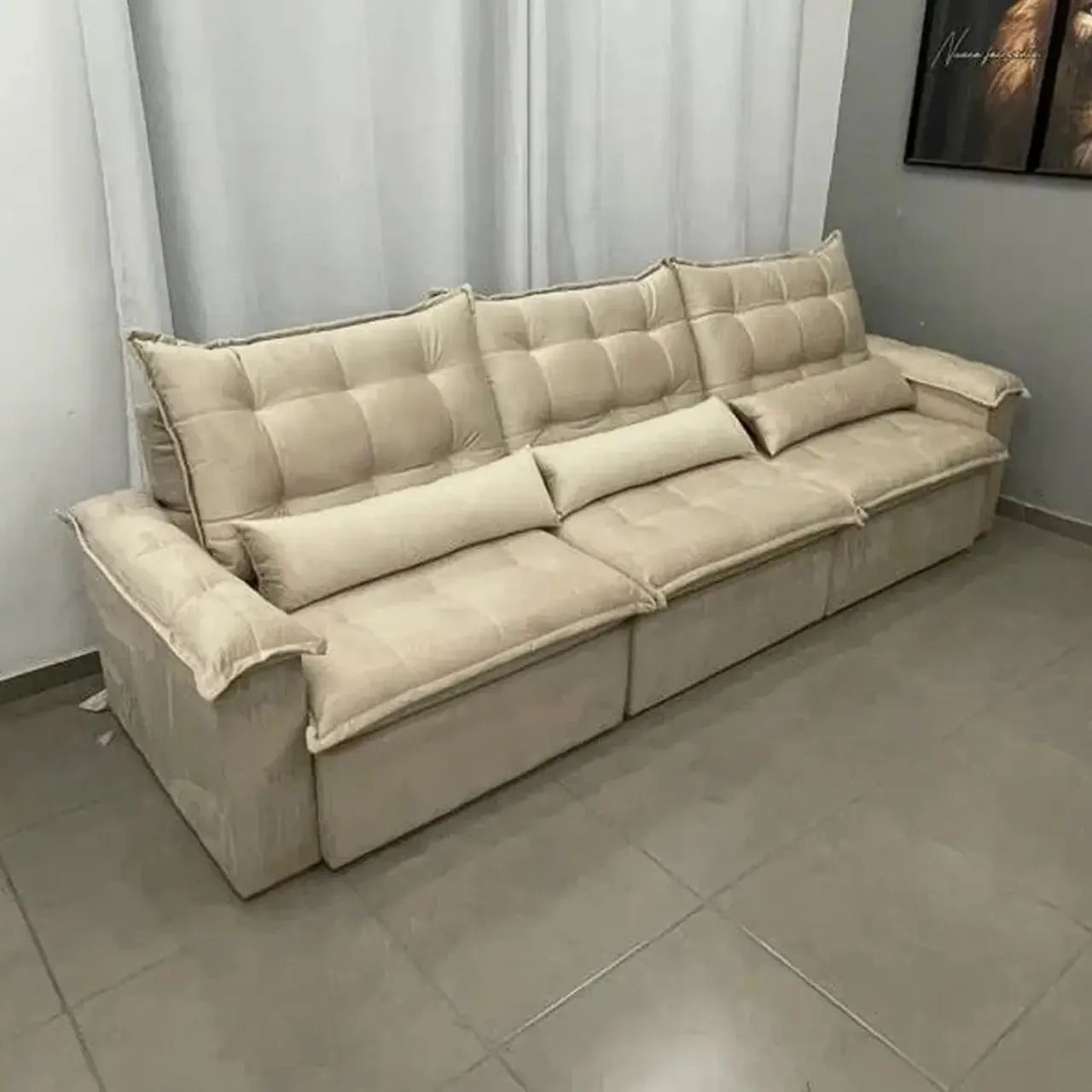 Sofá Retrátil Reclinável 3,10m Belém Pillow Top p33