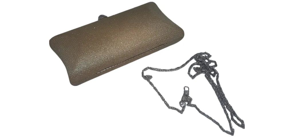 Bolsa de Festa Clutch Dourada com Brilho e Fecho com Strass 
